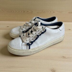 TORY BURCH Sport White Leather Ruffle Sneakers Size 6.5